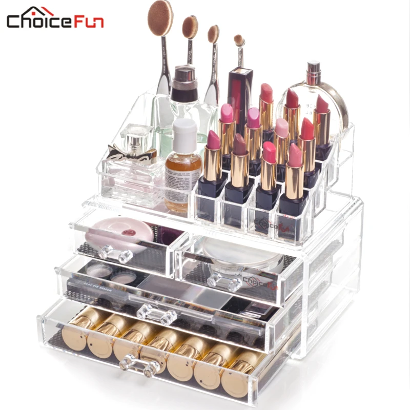 Bathroom Clear Stackable 4 Drawers Makeup Organize Organizador Acrylic
