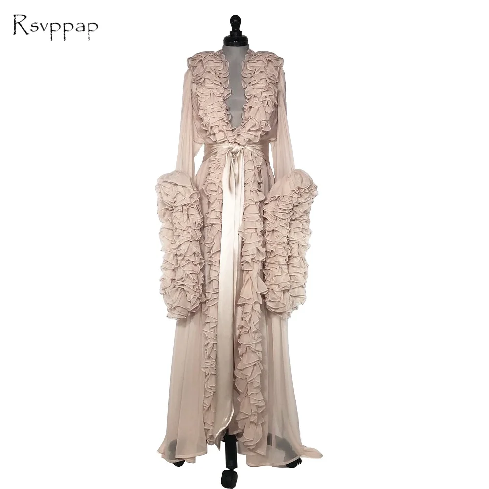 

Long Evening Dress 2019 Gorgeous Long Sleeve See Through Women Champagne Formal Evening Gowns