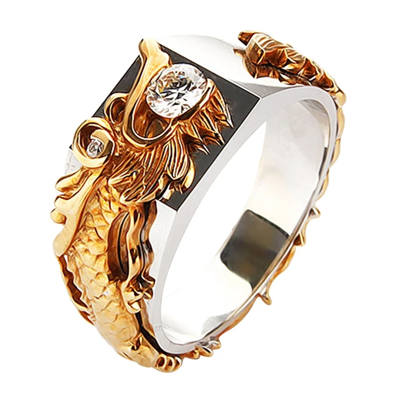 

Vintage Gold Color Free Shipping Dragon Ring Mens Jewelry For Men Lord Wedding Band Male Ring For Lovers