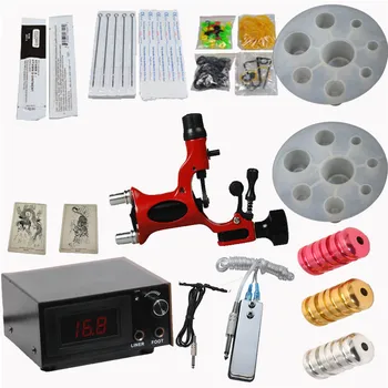 

2017 Pro Complete Tattoo Machine Kit Set 1Pcs Dragonfly Rotary Tattoo Machine Gun Power Supply Needles Grips Tips Footswitch