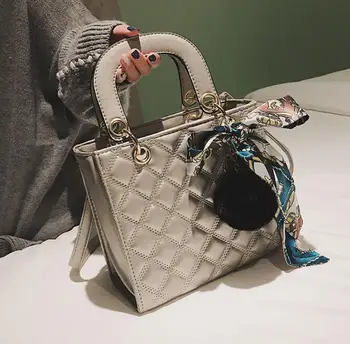 

European Fashion Female Tote bag 2020 New Quality PU Leather Women's Designer Handbag Ribbon Hair ball Shoulder Messenger bags