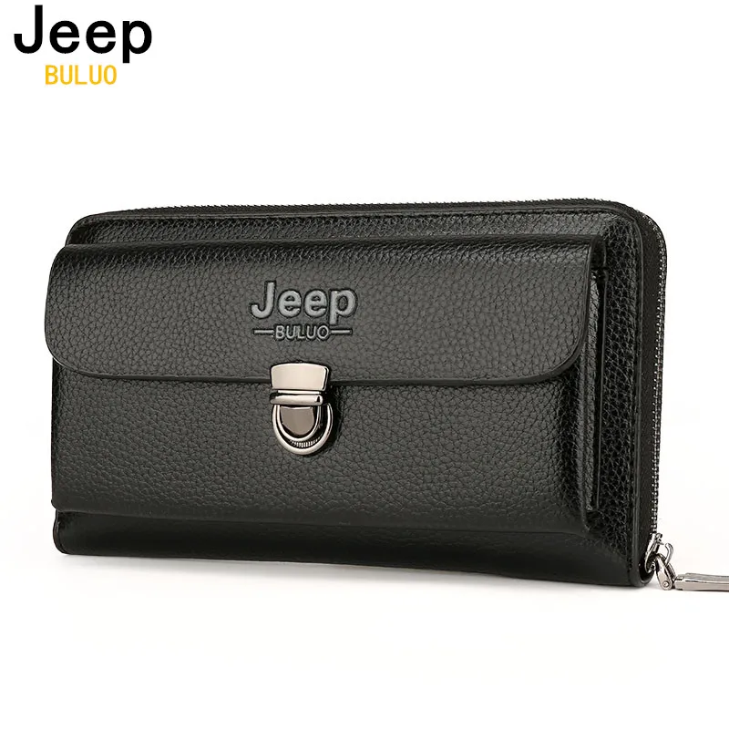 JEEP BULUO Men Wallets 2017 New Casual Wallet Men Purse Clutch Bag Microfiber Leather Wallet Long