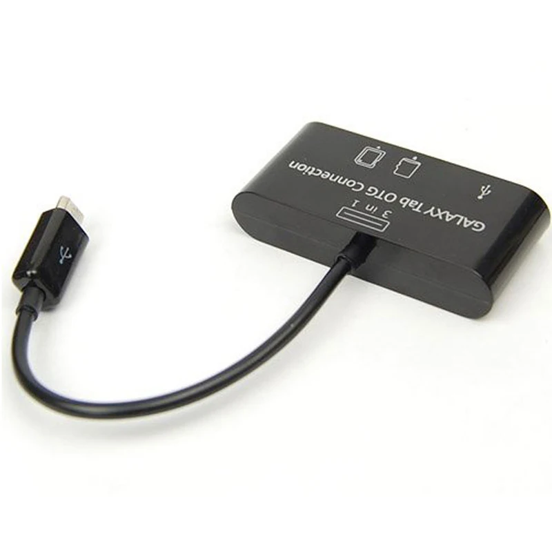 Black 3 in 1 USB Connection Kit HUB SD MMC TF Card Reader Adapter For