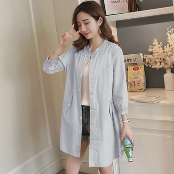 

2019 Spring New Windbreaker Loose Thin Mid long Women Trench Coat Large size Slim Single-breasted Female Outerwear Windbreaker