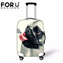 FORUDESIGNS/ Чехол для багажа, защитный чехол с милым Мопсом, эластичный Водонепроницаемый чехол от пыли и дождя для 18 ''-30'', чехол для костюма