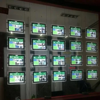 

20PCS Real Estate Agent/ Travel Agent Window Landscape Hanging Acrylic LED Display Poster Frame Double Sided A4 Light Boxes