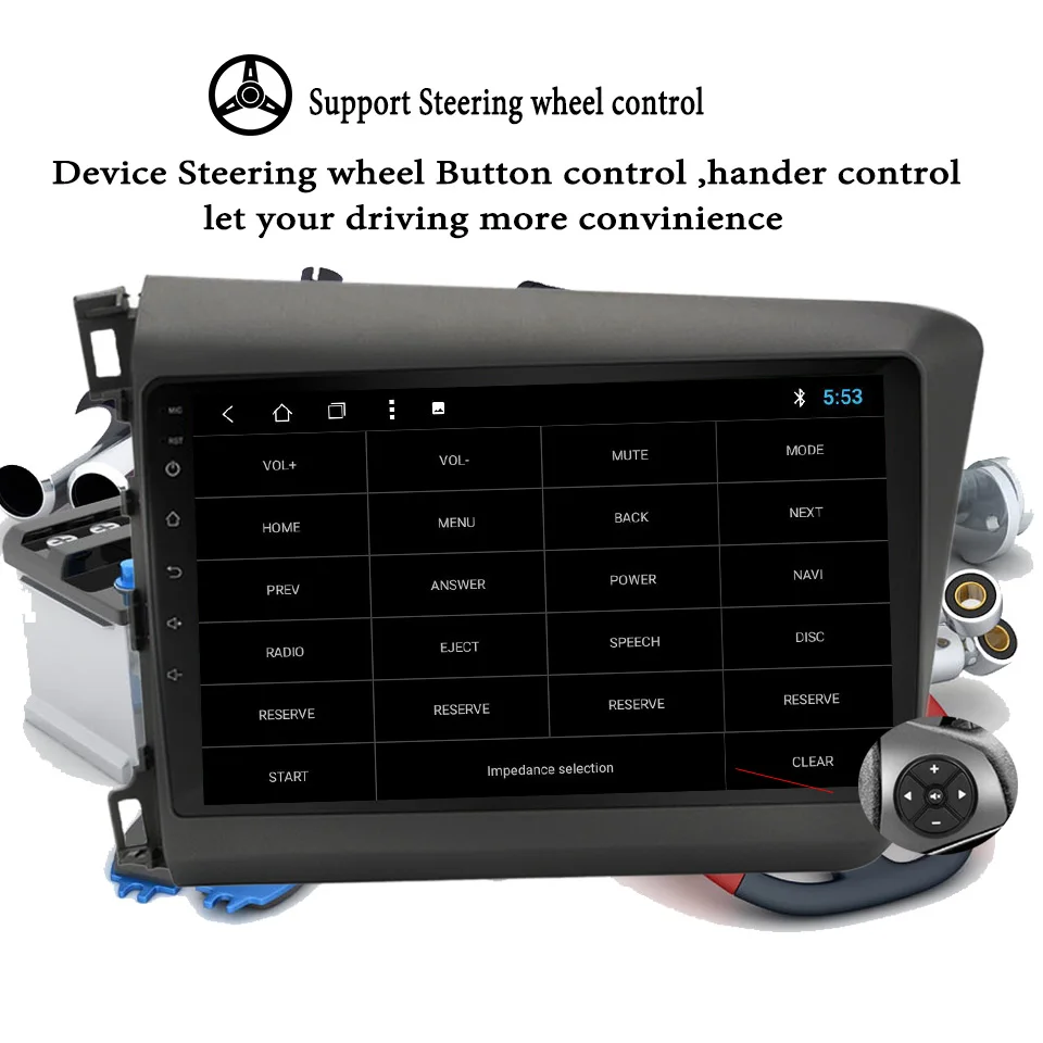 Discount 2Din Android 9.1 RAM 4GB DSP 10.1" Car Radio Stereo For Honda Civic 2012 2013 2014 2015 GPS Touch screen Multimedia Player 14