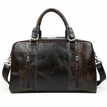 2016 Nuevos hombres 100% Cuero Genuino Del Zurriago de Lona Bolsa de Equipaje de Viaje de Alta Calidad bolsa de viaje de cuero Bolso LI-1519