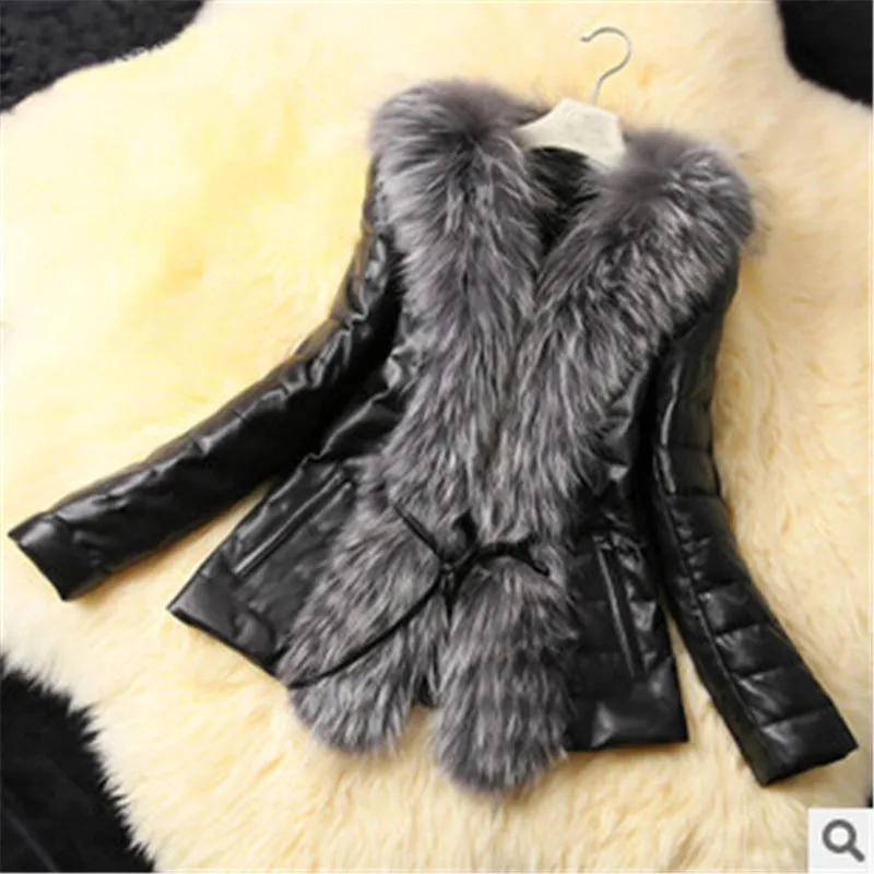Новая Европейская мода повседневная короткая меховая кожаная куртка женская меховая куртка размера плюс PU кожаная куртка зимняя женская куртка M0151 - Цвет: as the picture