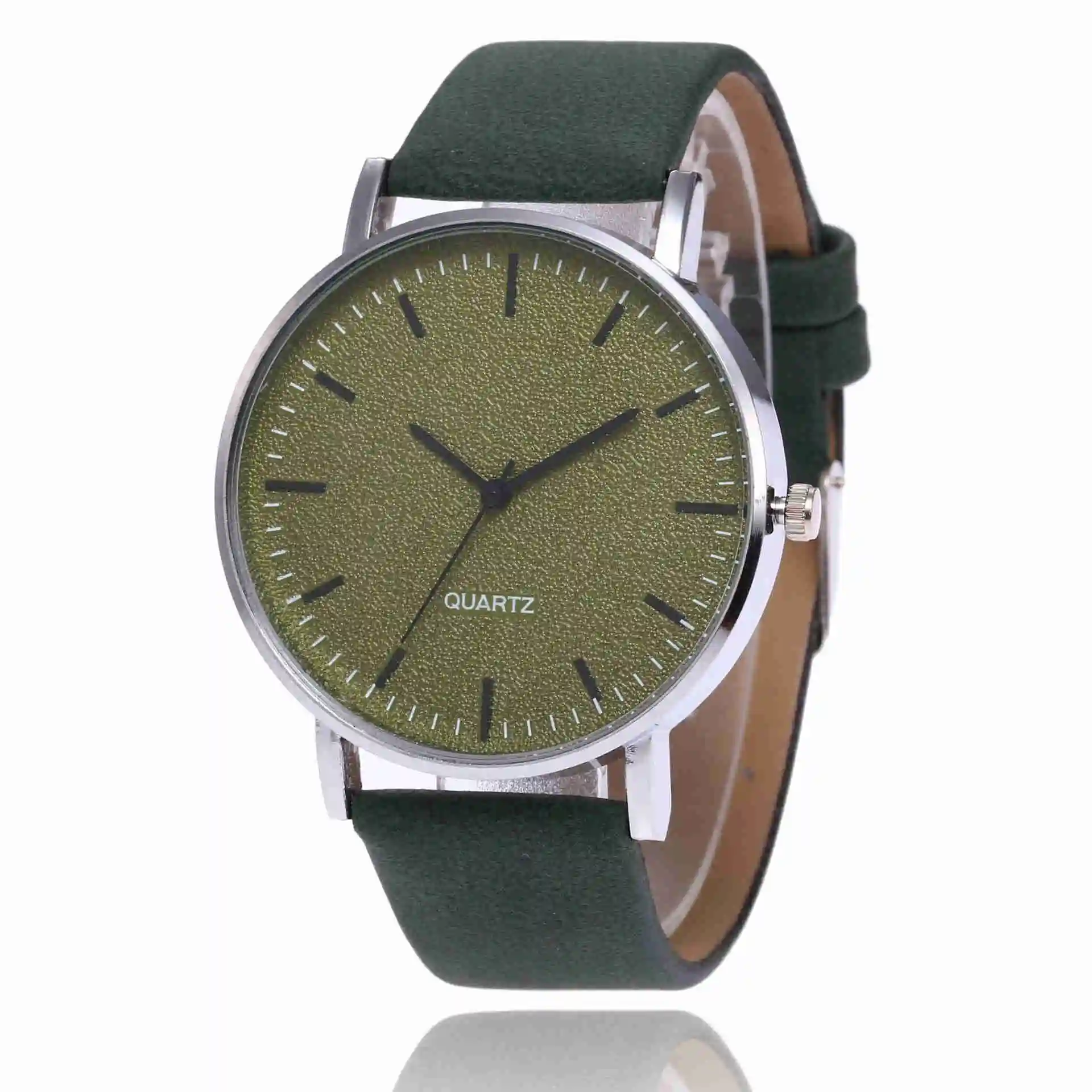 Модные женские часы горячая Распродажа простые женские повседневные часы, кожа ремешок кварцевые наручные часы Relogio Feminino zegarki damski - Цвет: Green Color