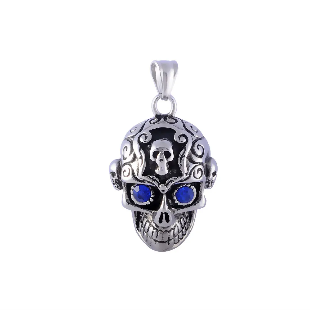 316l Stainless Steel Men's Jewelry Casting Vintage Blue Eye Skull