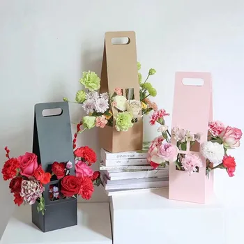 

10pcs Creative Home Shape Flower boxes Packaging Hand Carrying Flower Basket Florist Box Florist Supply Gift Basket Mother's Day