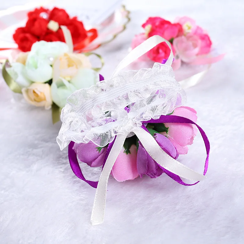 Wrist Corsage Bridesmaid Sisters Hand Flowers Artificial Bride Flowers for Wedding Dancing Party Decor Bridal Prom Wrist Corsage Bridesmaid Sisters Hand Flowers Artificial Bride Flowers for Wedding Dancing Party Decor Bridal Prom
