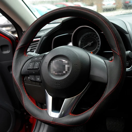 SmRKE для Mazda 6 CX-5 чехол на руль DIY сшитый вручную чехол для салона автомобиля кожаный верх