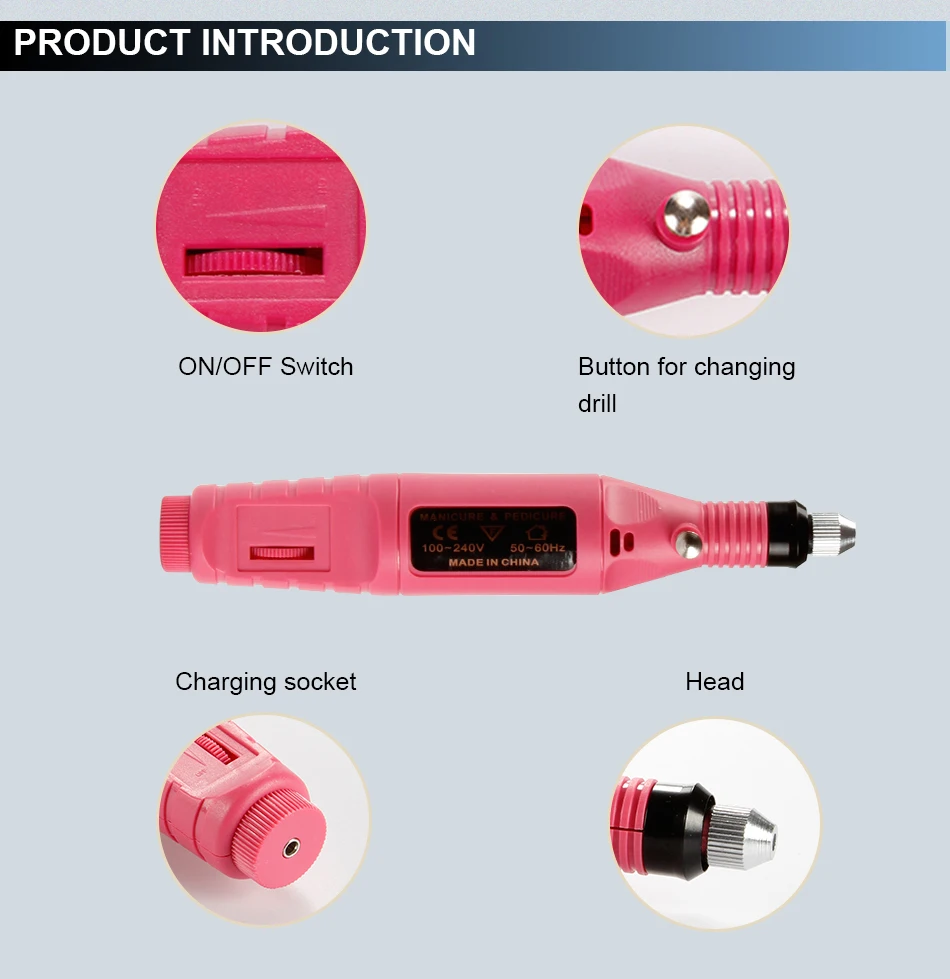 Электрический аппарат для маникюра, фрезерные сверла для ногтей, набор для педикюра, шлифовальный станок, 100 шт., набор шлифовальных лент для удаления геля