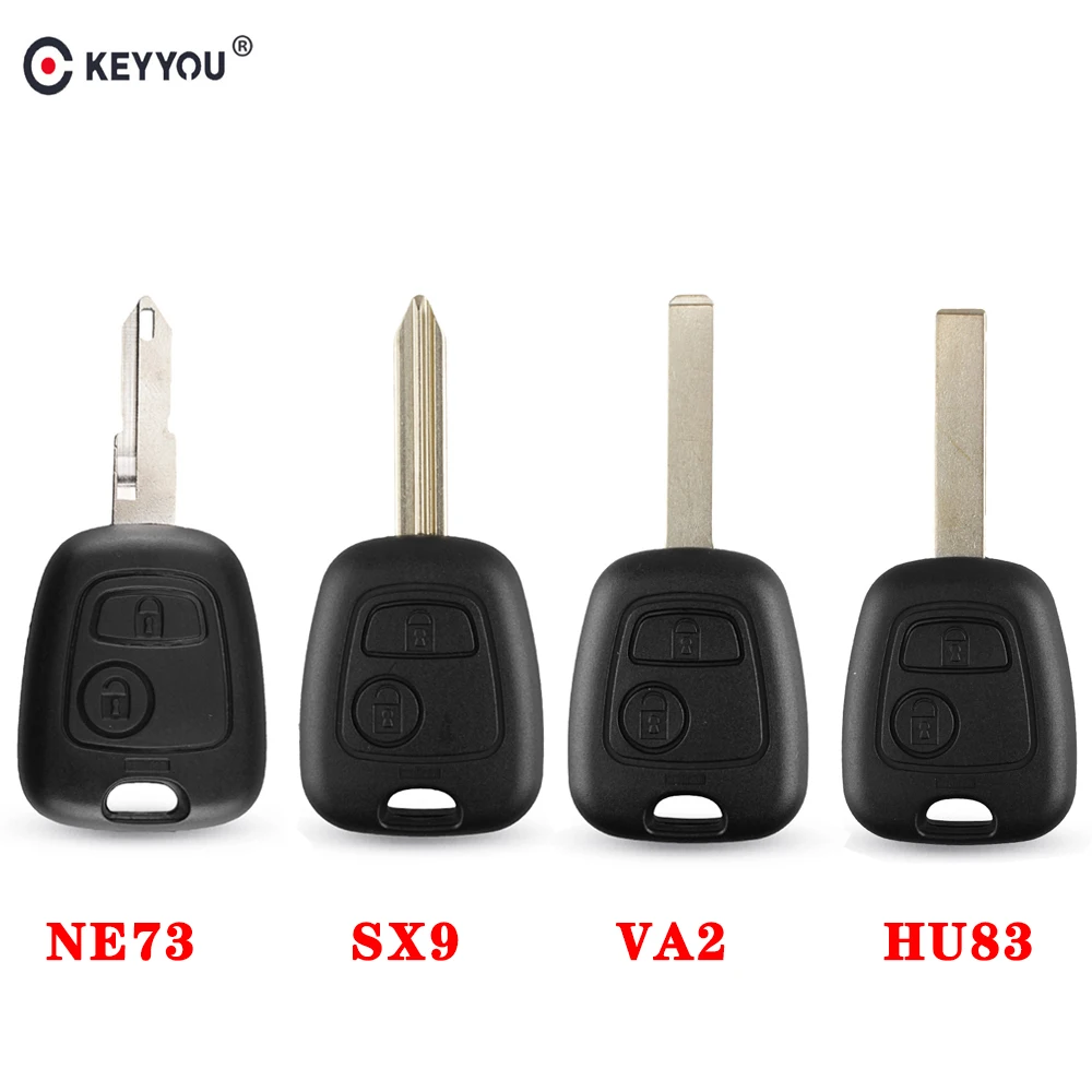 

KEYYOU Replacement For Peugeot 106 206 306 406 Key Shell 2 Buttons Remote Car Key Cover Case Uncut NE73/VA2/HU83/SX9 Blade