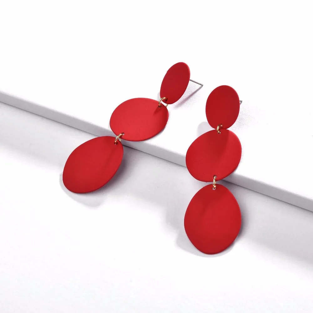 

HUIDANG Matte Color Coating Metal Drop Statement Earrings for Women Irregular Shape Long Dangle Earring