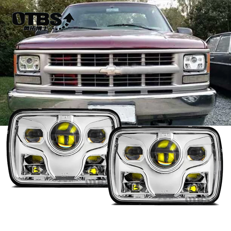 4x 7x6 LED Black Headlights For 1986-1995 Jeep Wrangler 1984-2001 Cherokee