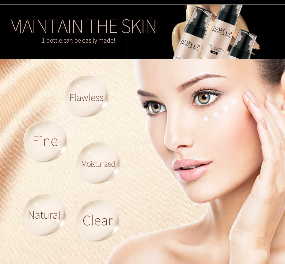 

Beauty Long lasting Moisturizing Oil Control Face Liquid Foundation Whitening Skin-Friendly Matte Concealer Liquid makeup TSLM1