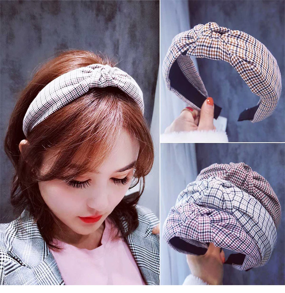 Fashion Pearl Hair Accessories Adlut High Elastic Lattice Knot Hair Band for Women Headband For Girls Hairband Hair Hoop Turban