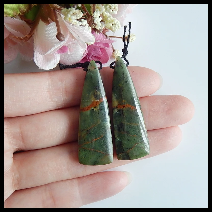 

Natural gemstone Green Opal Woman DIY Earrings Making,Jewelry accessories,43x14x5mm,9.8g