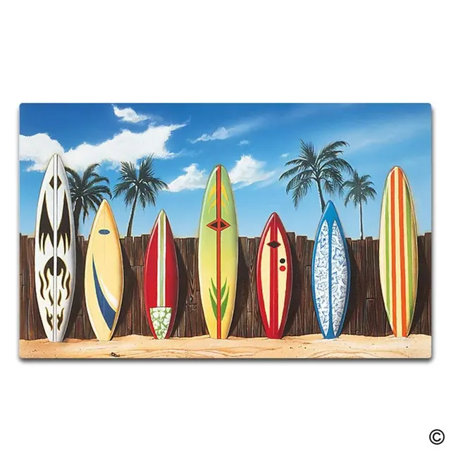 Entrance Floor Mat Custom Doormat Hawaii Surfboard Door Mat with Non Slip Rubber Backing