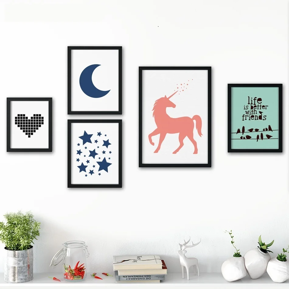 Nordic Modern Minimalism Canvas Art Horse Love Star Wall Pictures