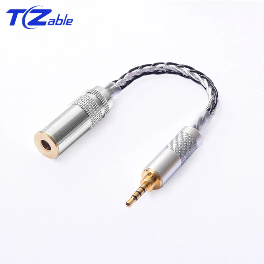 4 4mm Headphone Adapter Cable 8 Core Balanced Headset Cable Jack Stereo 4 4 Female To 2 5mm Male Audio Connector Cord AUX Cables