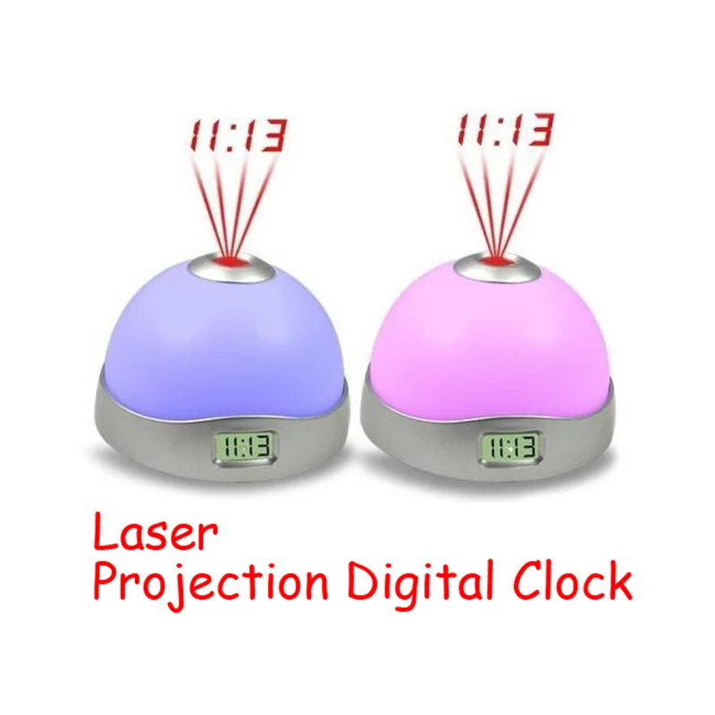 Цифровой светодиодный лазерная проекция 7 цветов Изменение стол Забавный будильник 88 для Прямая