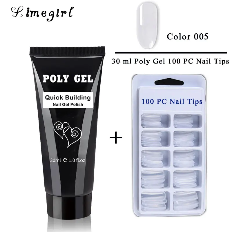 

HOT SALE poly gel 100% real polygel Set jelly builder finger Extension UV LED gel nail polish varnish gel pink white clear 30g