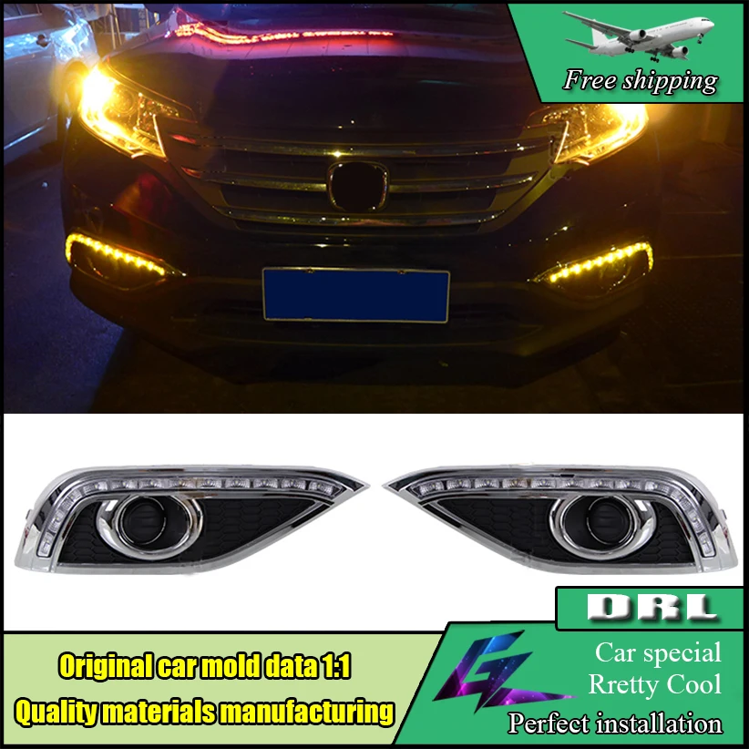 

Car Styling LED Daytime Running Light For HONDA CR-V CRV 2012 2013 2014 LED DRL With Turn Yellow Signal Front Bumper DRL Lamp