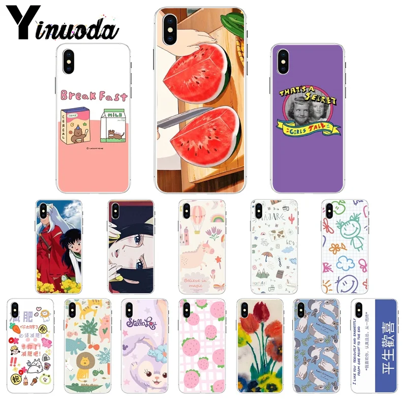 

Yinuoda Cartoon anime rabbit watermelon fruit Transparent Cell Phone Case for iPhone X XS MAX 6 6s 7 7plus 8 8Plus 5 5S SE XR