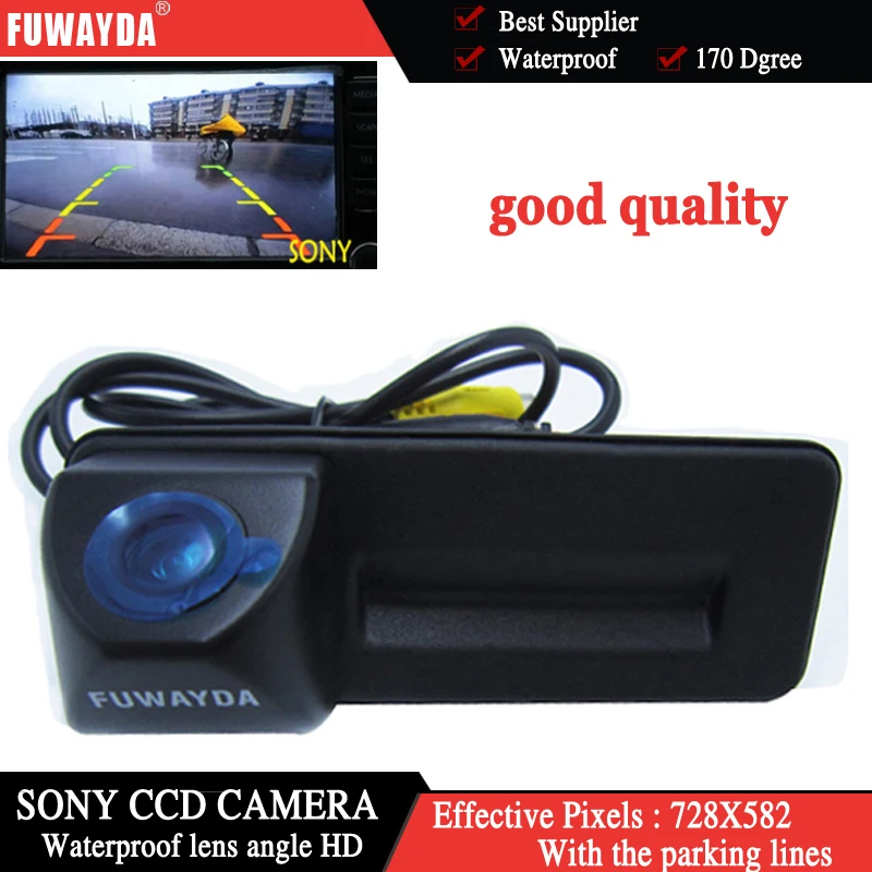 

FUWAYDA HD ccd car trunk handle reverse parking rear view car camera for Skoda Roomster Fabia OctaviaYeti superb for Audi A1