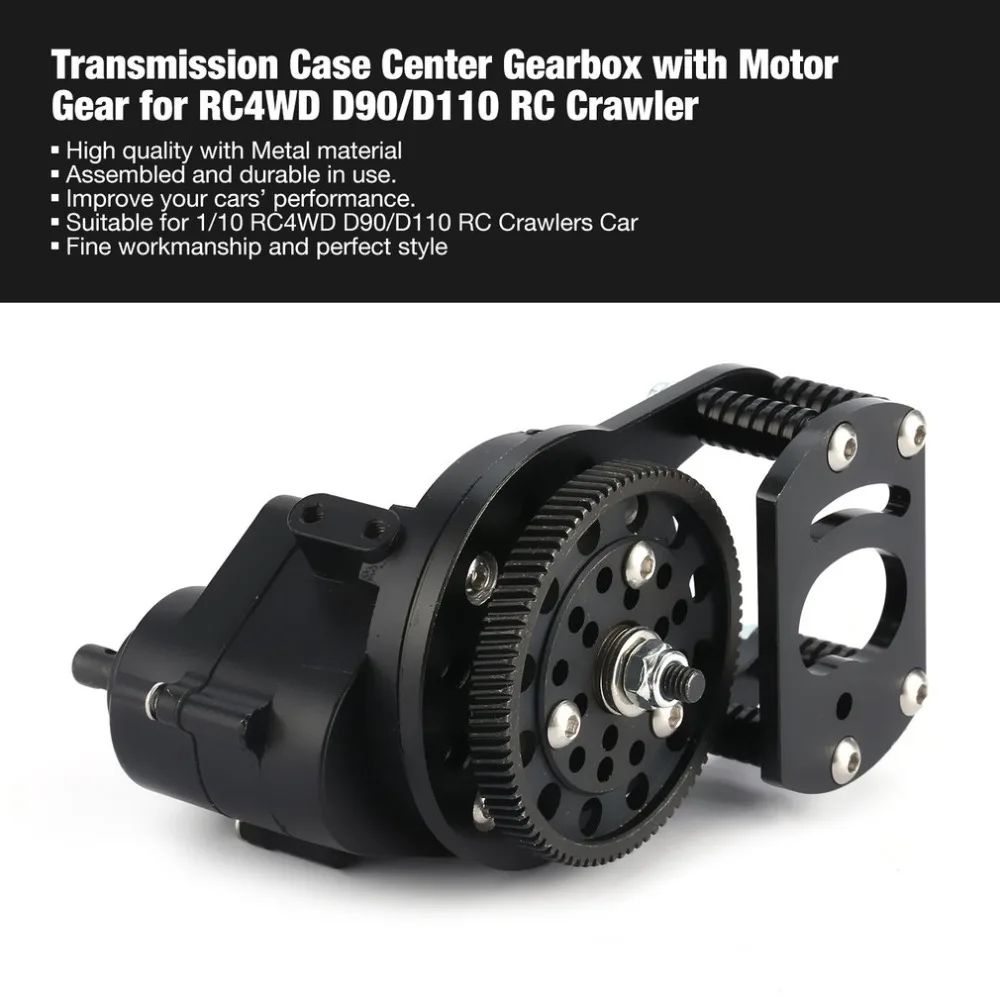 

CNC Metal Assembled Transmission Case Center Gearbox with Metal Motor Gear for 1/10 RC4WD D90/D110 RC Crawlers Car fz
