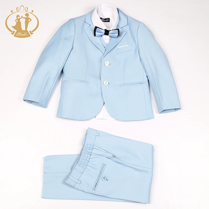 Nimble/деловой костюм для мальчиков; однобортный однотонный Школьный костюм небесно-голубого цвета для детей; костюм для пробежек; garcon terno menino; garcon