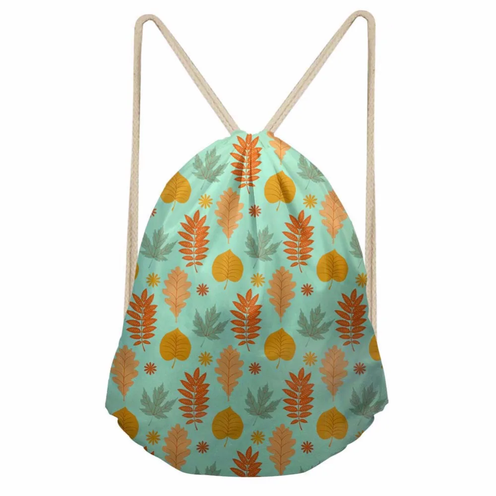 Noisydesigns Plant leaves contextual truth Printing Drawstring Bag Women Backpack Children For Teenager Girls Cinch Mochila