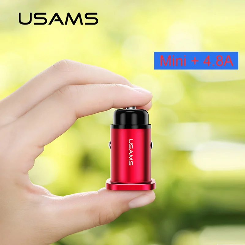 USAMS سيارة الهاتف شاحن 5 فولت 4.8A سريع شاحن سيارة شاحن شاحن صغير سريع USB شاحن آيفون سامسونج Xiaomi