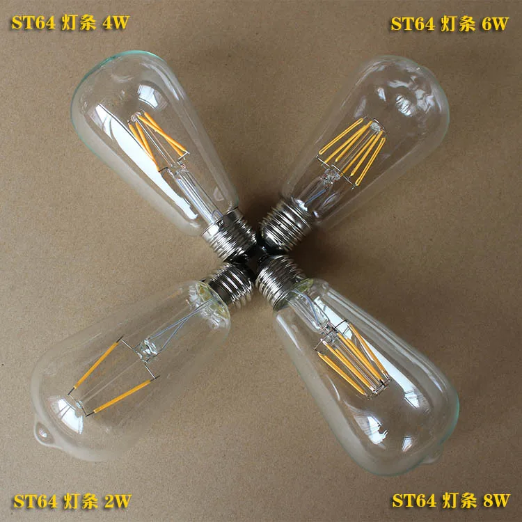 2 Вт/4 Вт/6 Вт/8 Вт ST64 E27 220 V светодиодный подвесной светильник в стиле ретро лампада лампа Эдисона лампочка Винтаж Lampara накаливания углеродная лампа накаливания