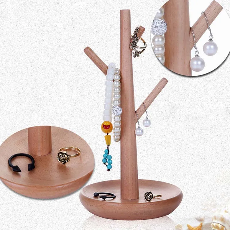 Ювелирные изделия Ожерелье Кольцо Серьги Дерево Стенд Дисплей Организатор