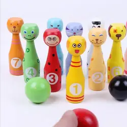 Мини-мультфильм деревянный шар для боулинга игровой набор милые животные Форма ребенка творческого развития спортивные игрушки Дети