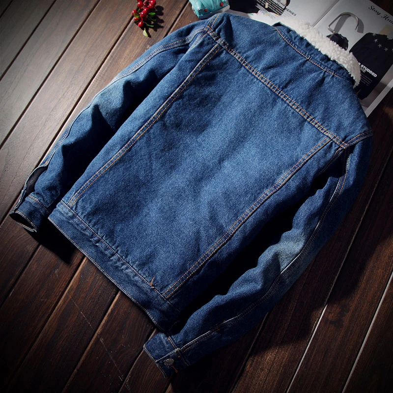 DIMUSI Winter Mens Denim Jackets Fashion Men Fleece Thick