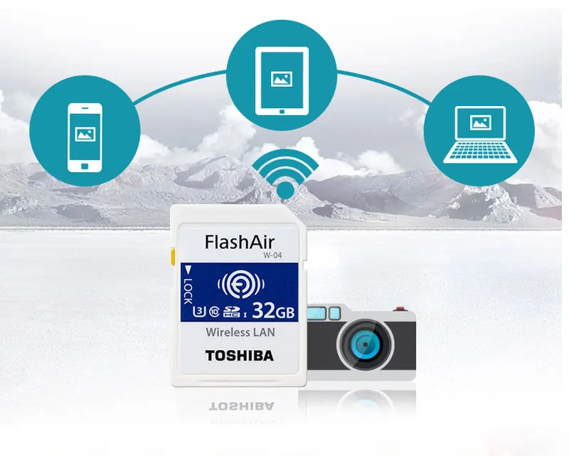 Новейшая TOSHIBA Wi-Fi Карта памяти SD W-04 32 Гб SDHC U3 класс 10 беспроводная SD карта памяти 64 Гб SDXC флэш-память wifi SD карта