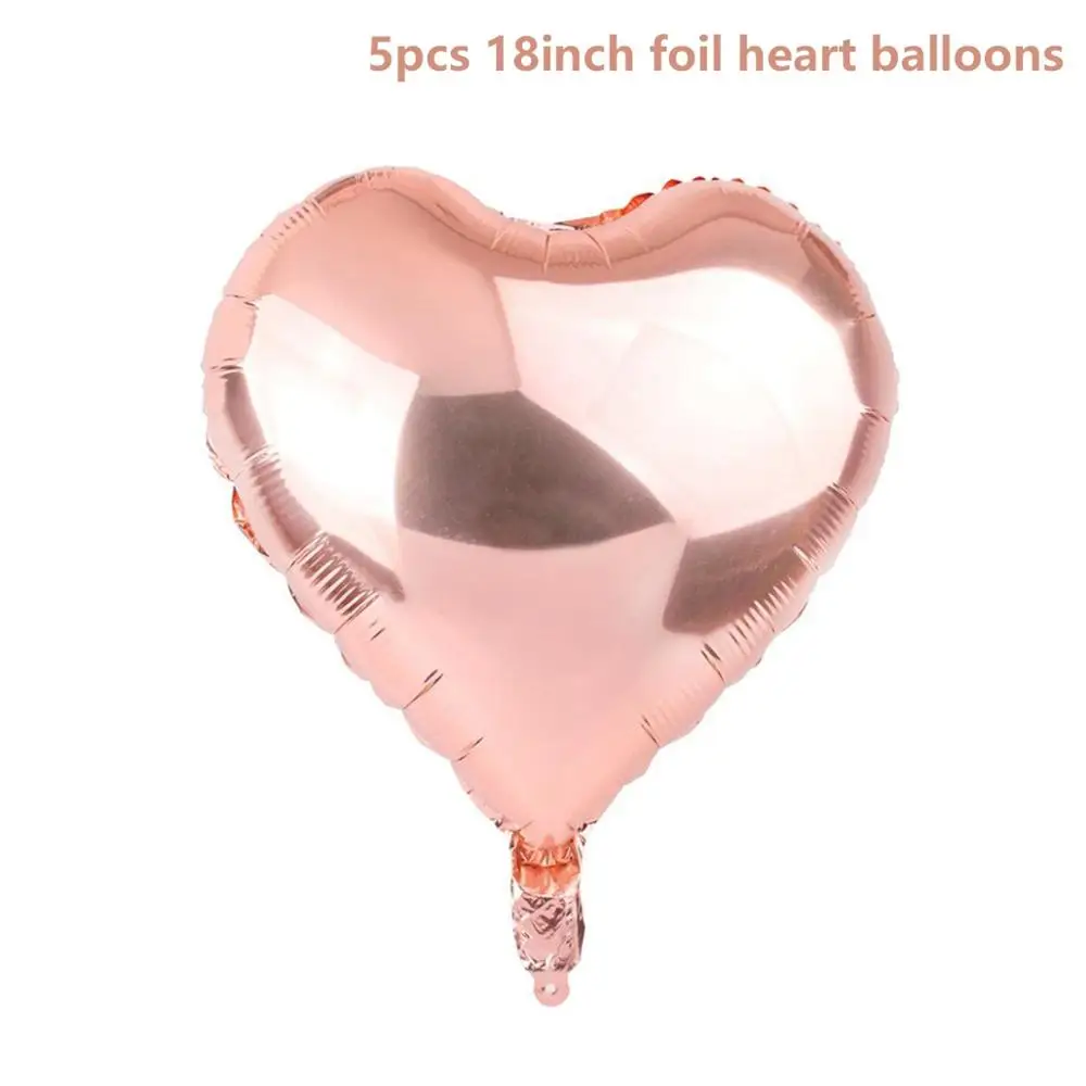 FENGRISE розовое золото сердце шар фольга шампанское Звезда Воздушные шары для свадьбы вечеринки декор шары из латекса для дня рождения украшения - Цвет: 5pcs heart balloons