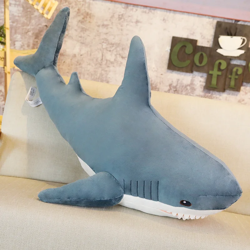 Реалистичная большая акула, плюшевая игрушка, русская Акула, мягкие животные, имитация мультяшных животных, игрушки для девочек, мягкая плюшевая подушка, детский подарок - Цвет: blue