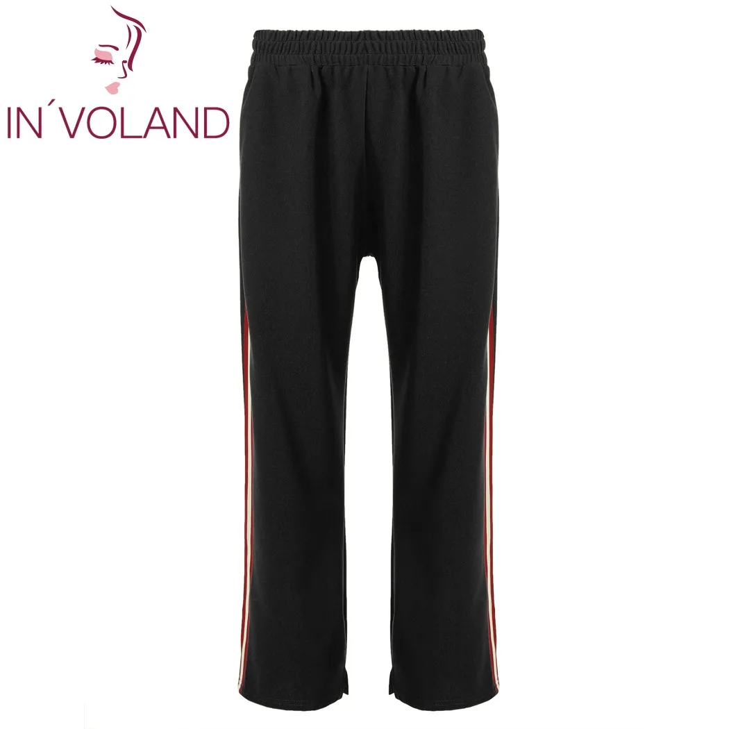 

IN'VOLAND Women Pants Plus Size Spring Autumn Full Length Elastic Waist Patchwork Casual Casual Pants Sweatpant Big Size 4XL