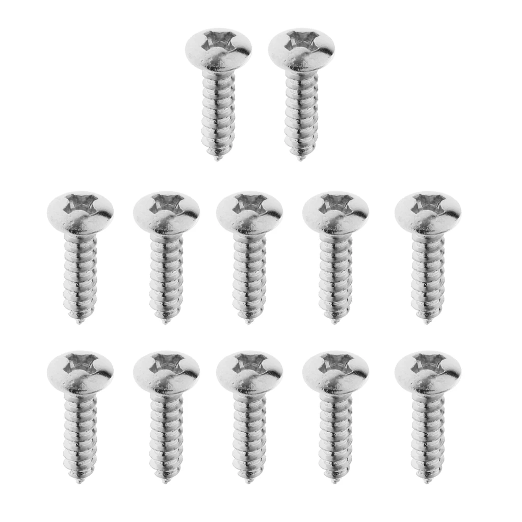 12 Pieces Silver Pickguard Mounting Screws for Stringed Instruments Stratocaster Acoustic Guitar Parts Replacement Accessories