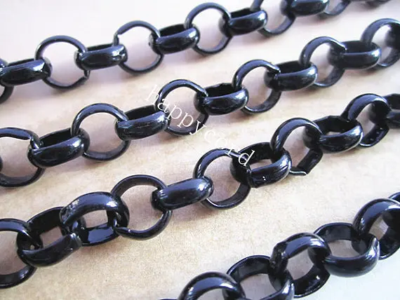 

Free shipping Wholesale 10mm Black Roro chain 2metre /lot