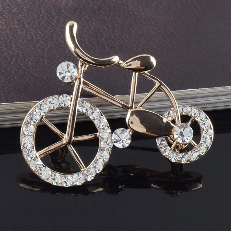 

1PCS Hot Elegance Gold Rhinestone Bike Shape Men Women Unisex Twinkle Brooch Pins Jewelry Gift