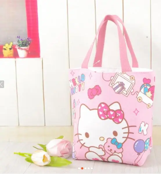 Kawaii розовый hello kitty Холст Ланч мешок основной 22*25*9 см mochila для девочек Подарки