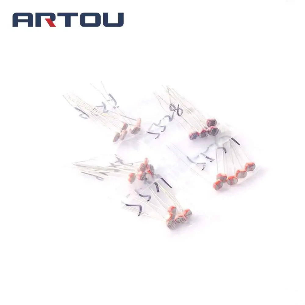 25PCS GL5516 GL5528 GL5537 GL5539 GL5506 LDR Light 5MM Photosensitive Resistors Assortment Kit each 5pcs